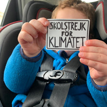 Load image into Gallery viewer, child holding Greta Thunberg school strike for the climate protest poster sticker