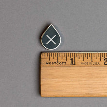 Load image into Gallery viewer, leave it in the ground enamel lapel pin with ruler for scale
